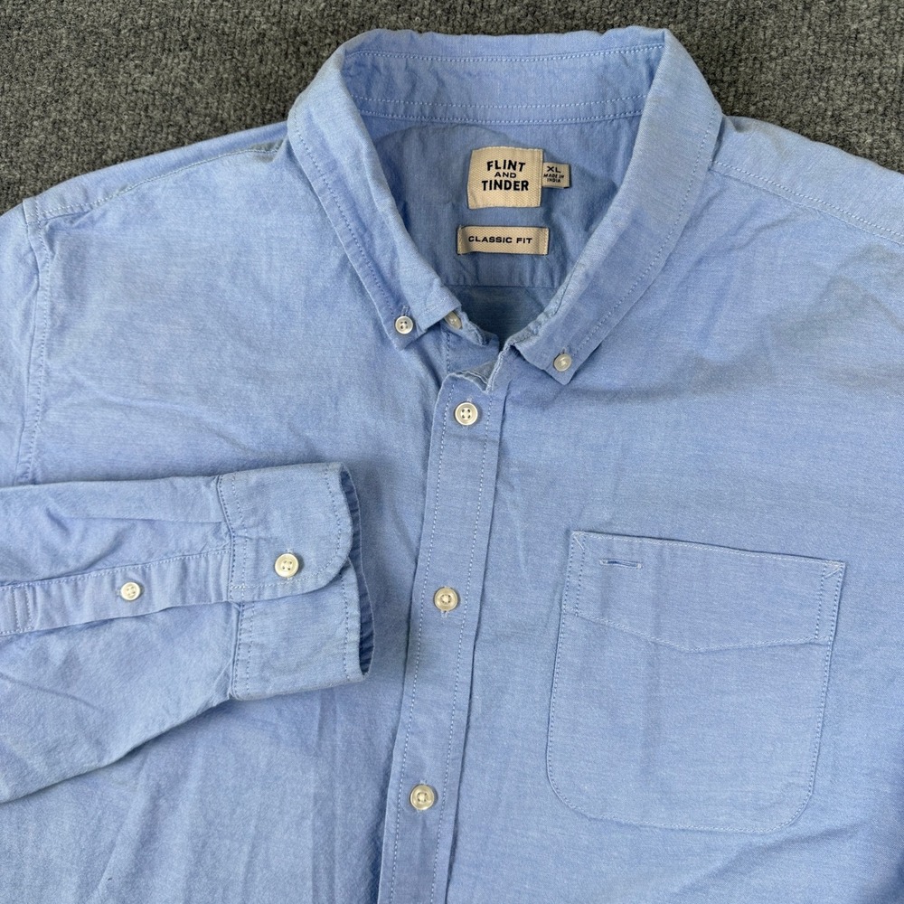 Flint and Tinder Oxford Draftsman Shirt Mens XL Blue Long Sleeve Huckberry
